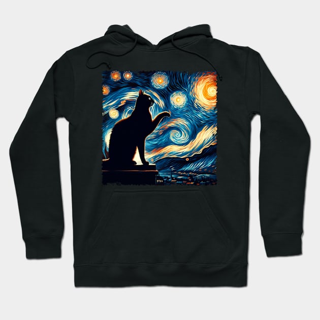 Starry Night Cat Tee Celestial Feline Elegance Hoodie by BoazBerendse insect